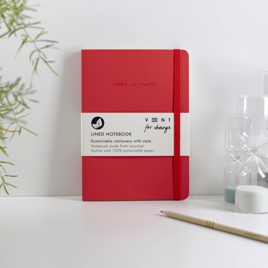 Recycled Leather A5 Lined Notebook – Red